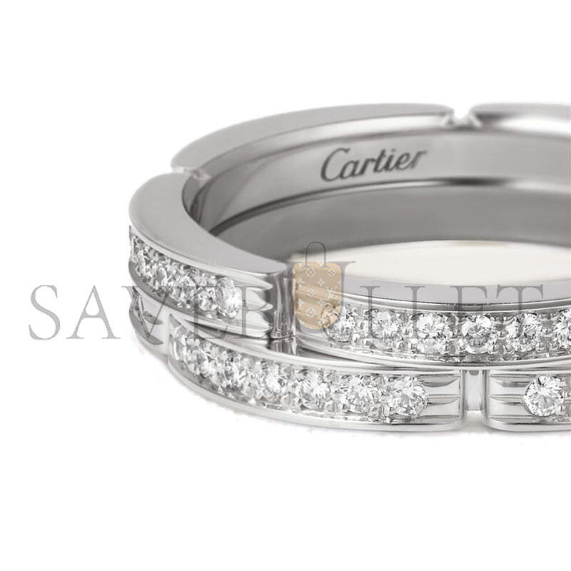 Ca*t1er maillon panthÈre wedding band, double row, half-paved b4098900